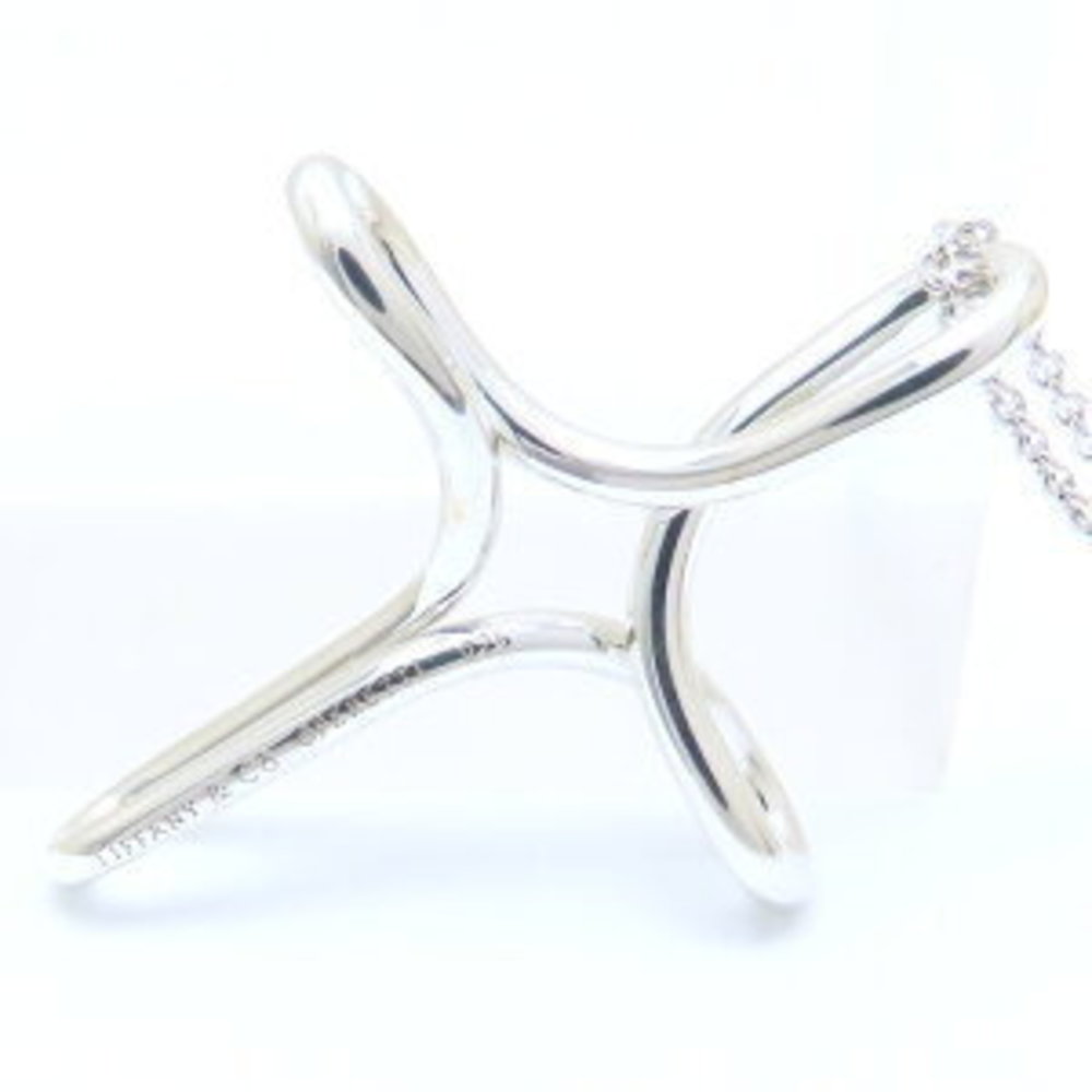 Tiffany Infinity Cross Necklace Long Chain Silver View 4
